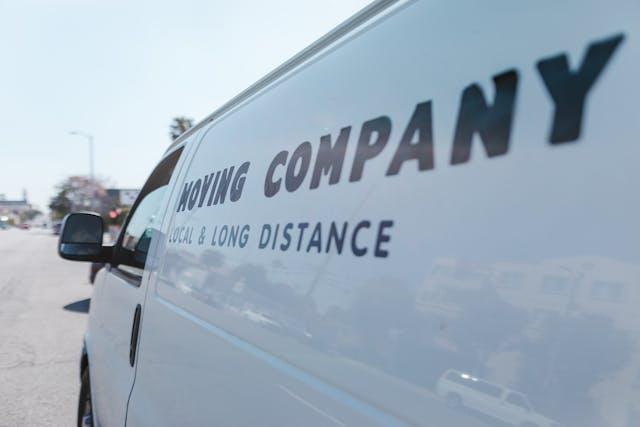 White moving company van